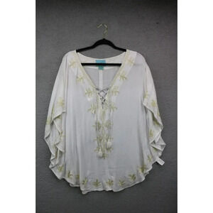 Luxe by Lisa Vogel Tunic-Batwing Sleeves-Size Medium-Tassels